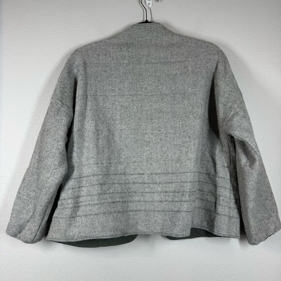 Hackwith Design House Open Front Wool Blend Rainey Jacket Pockets Reversible M/L - Picture 3 of 6